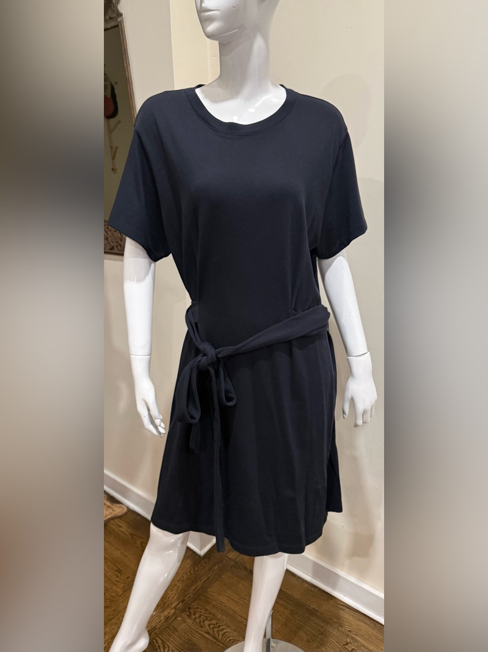 Vince Black Short Sleeve Belted Tunic Top Dressy Minimalist - Picture 3 of 10
